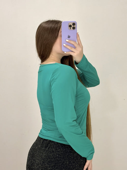 Blusa Manga Larga Escote Cuadrado