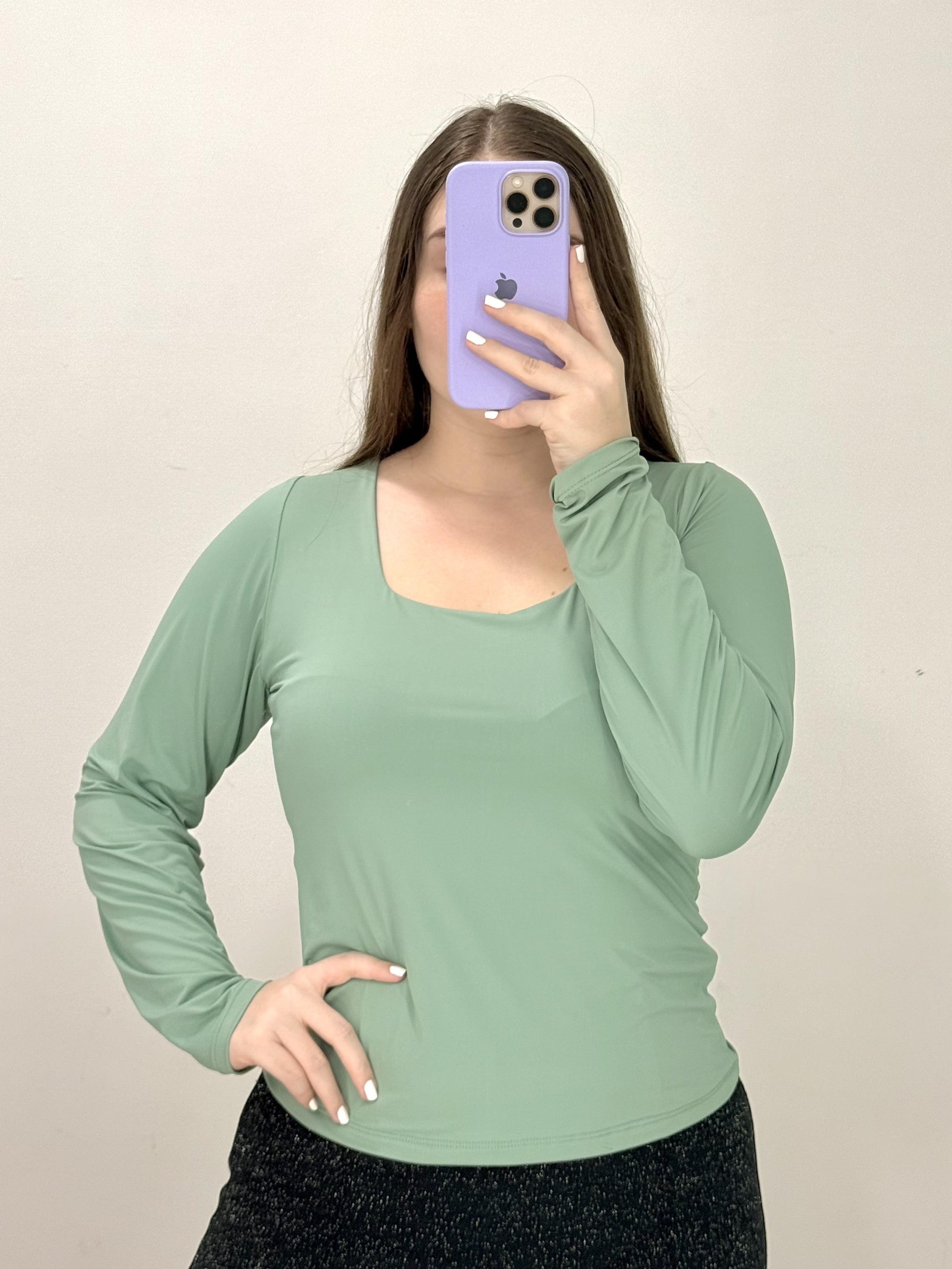 Blusa Manga Larga Escote Cuadrado