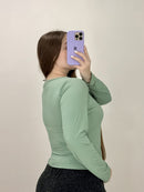 Blusa Manga Larga Escote Cuadrado