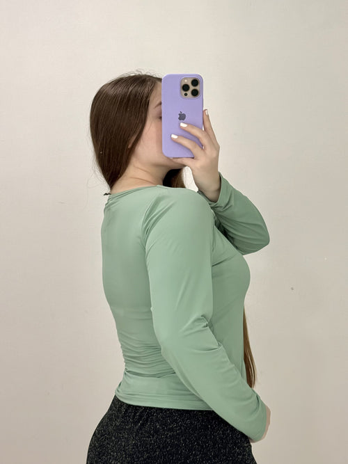 Blusa Manga Larga Escote Cuadrado