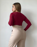 Blusa Manga Larga Escote Cuadrado