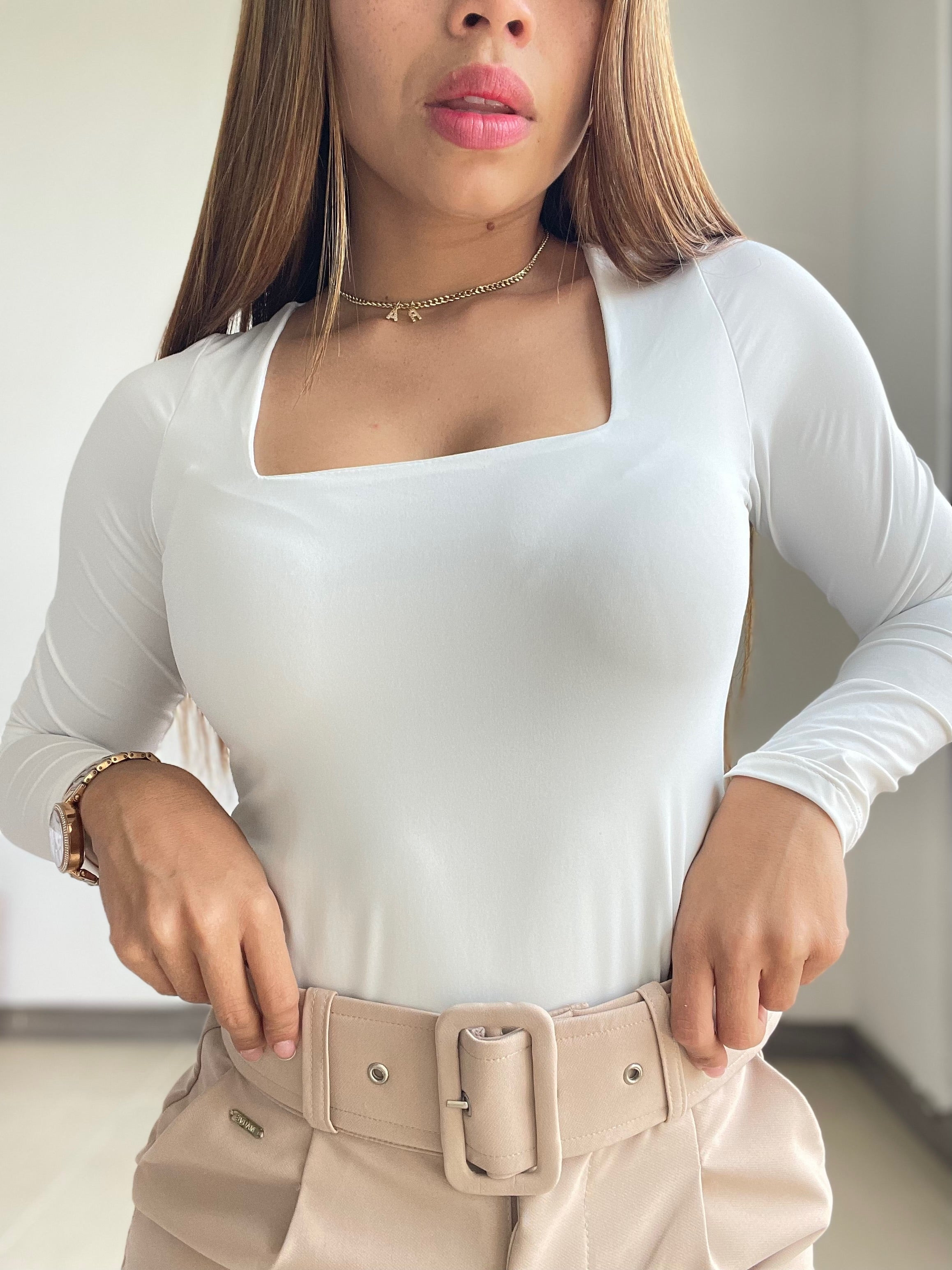 Blusa Manga Larga Escote Cuadrado