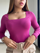 Blusa Manga Larga Escote Cuadrado