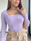 Blusa Manga Larga Escote Cuadrado