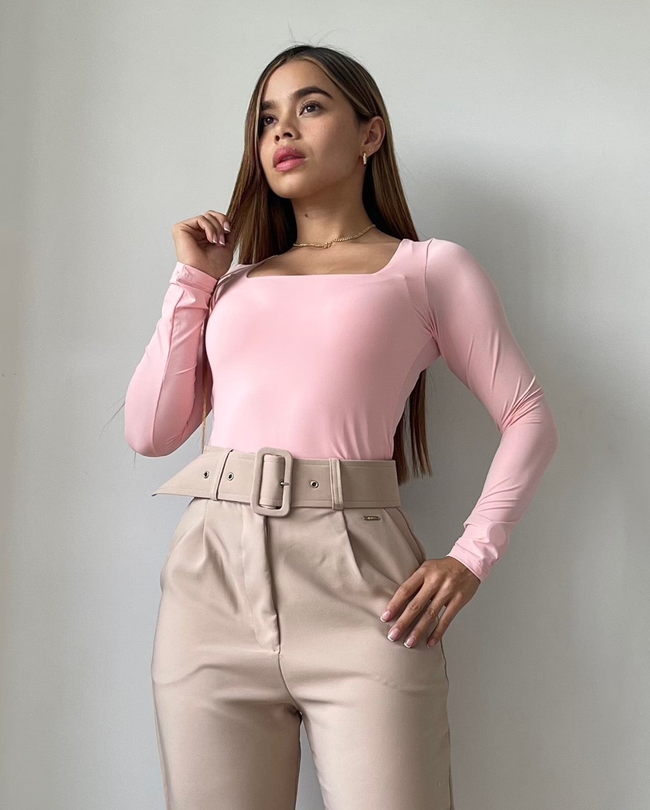 Blusa Manga Larga Escote Cuadrado