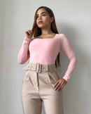 Blusa Manga Larga Escote Cuadrado