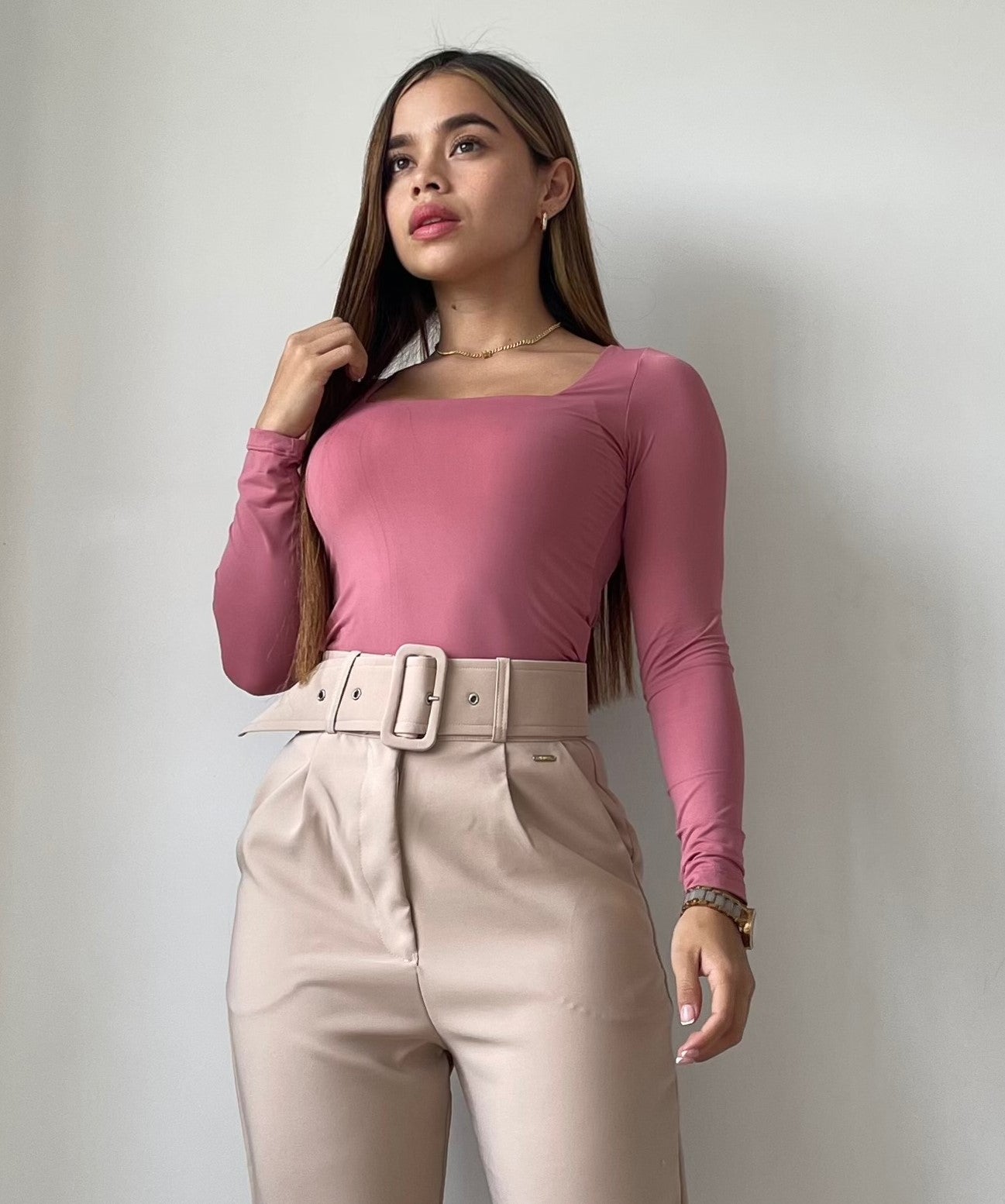 Blusa Manga Larga Escote Cuadrado