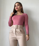 Blusa Manga Larga Escote Cuadrado