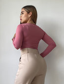 Blusa Manga Larga Escote Cuadrado