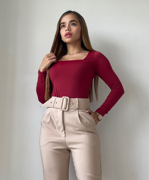 Blusa Manga Larga Escote Cuadrado