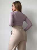 Blusa Manga Larga Escote Cuadrado