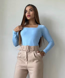 Blusa Manga Larga Escote Cuadrado