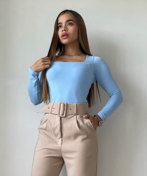 Blusa Manga Larga Escote Cuadrado