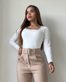 Blusa Manga Larga Escote Cuadrado