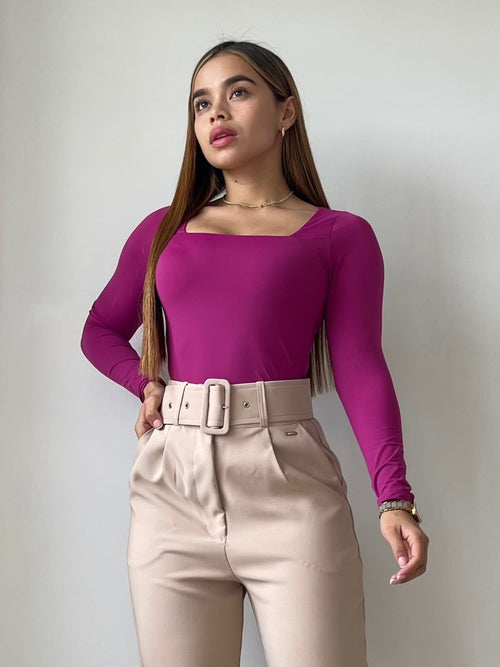 Blusa Manga Larga Escote Cuadrado