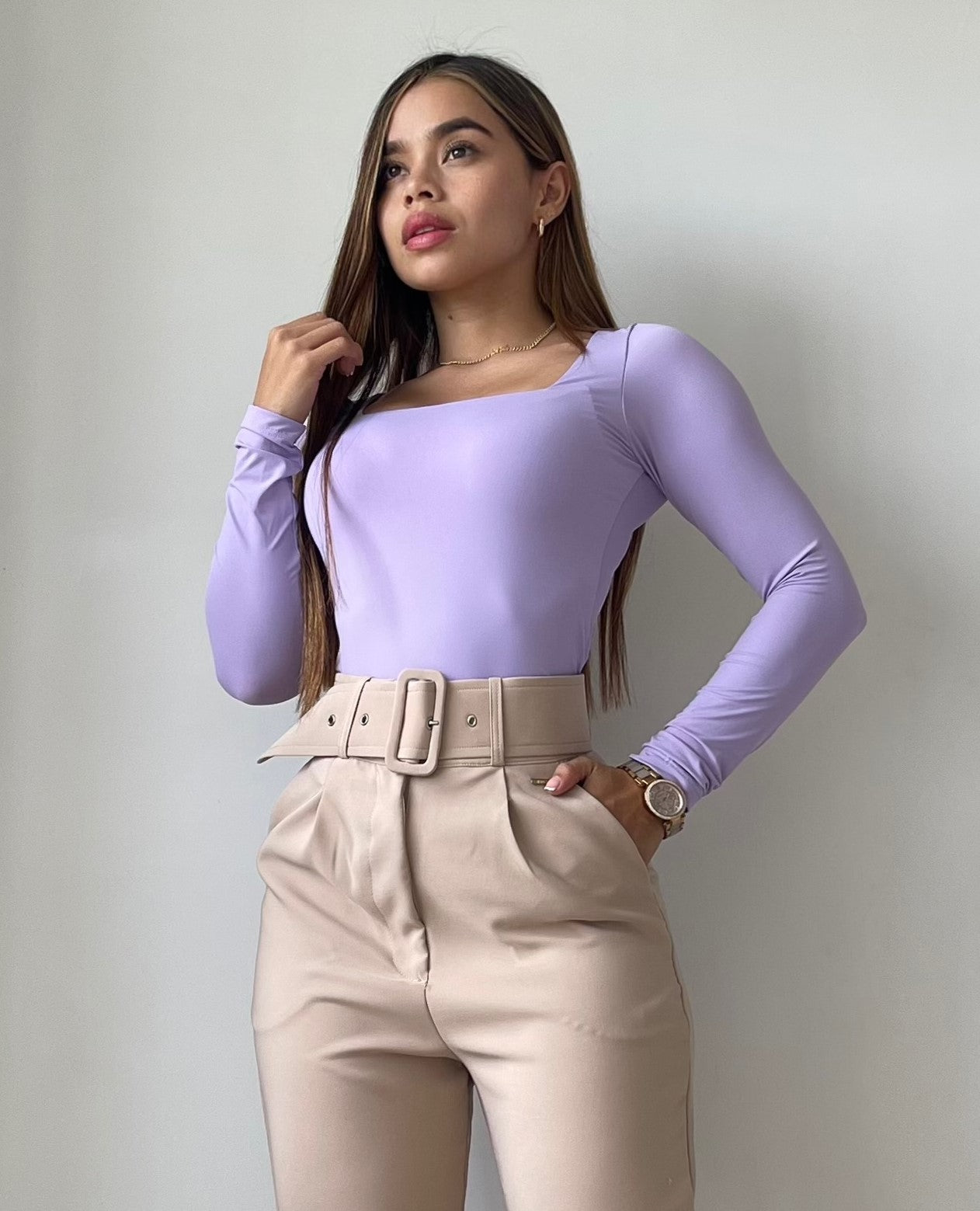 Blusa Manga Larga Escote Cuadrado