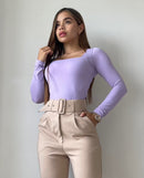 Blusa Manga Larga Escote Cuadrado