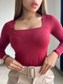 Blusa Manga Larga Escote Cuadrado