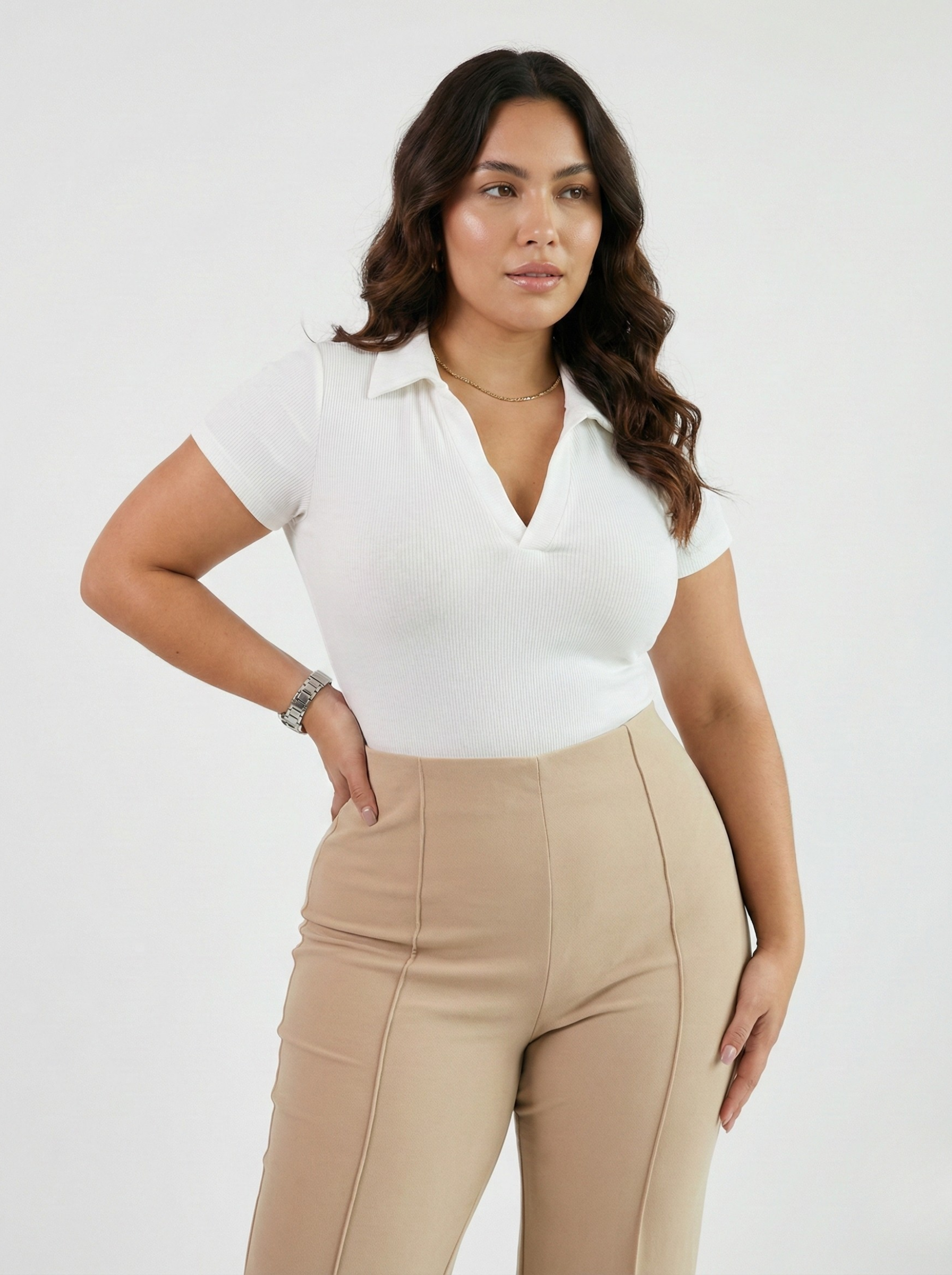 Body Manga Corta Cuello V