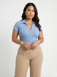 Body Manga Corta Cuello V