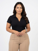 Body Manga Corta Cuello V