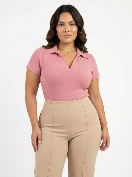 Body Manga Corta Cuello V