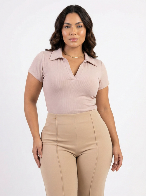 Body Manga Corta Cuello V