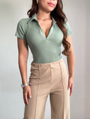 Body Manga Corta Cuello V