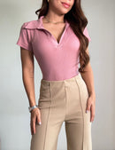 Body Manga Corta Cuello V