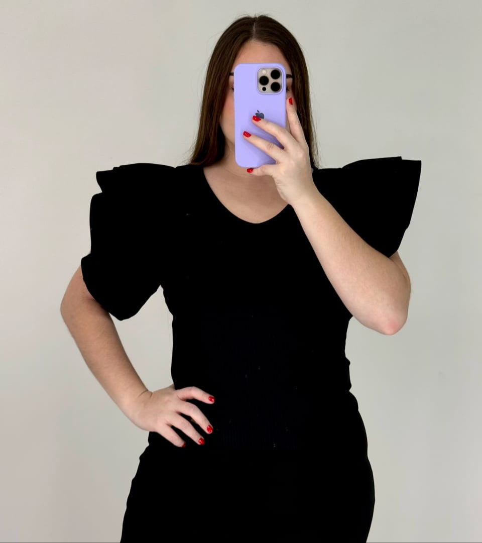 Blusa Cuello V Manga Boleros