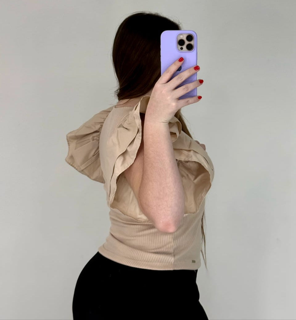 Blusa Cuello V Manga Boleros