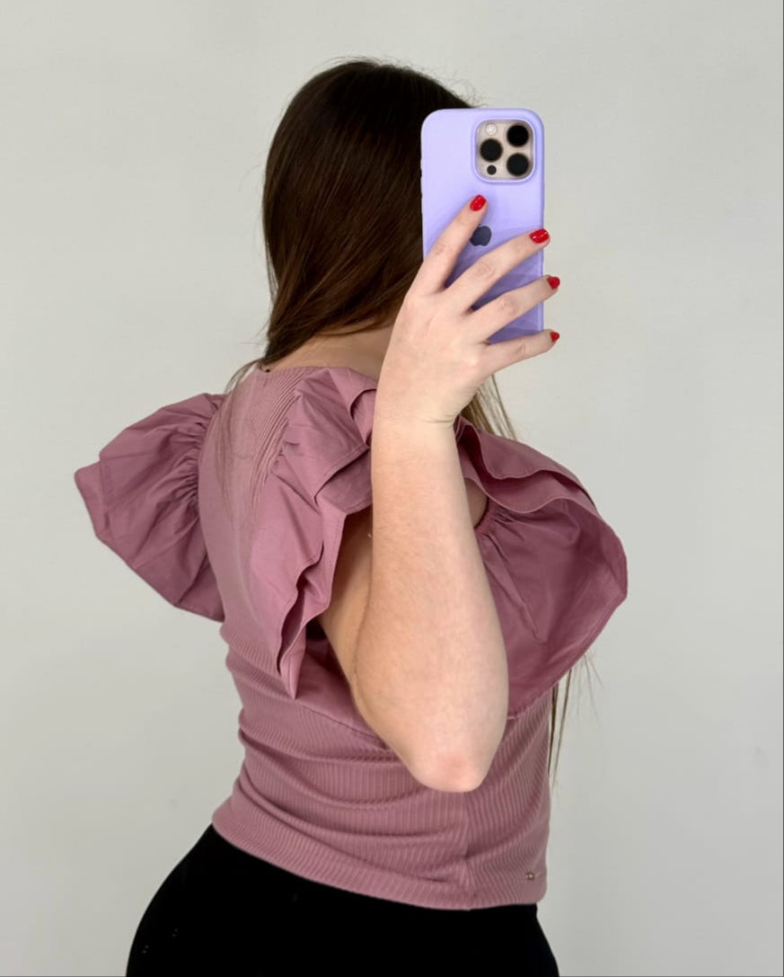Blusa Cuello V Manga Boleros