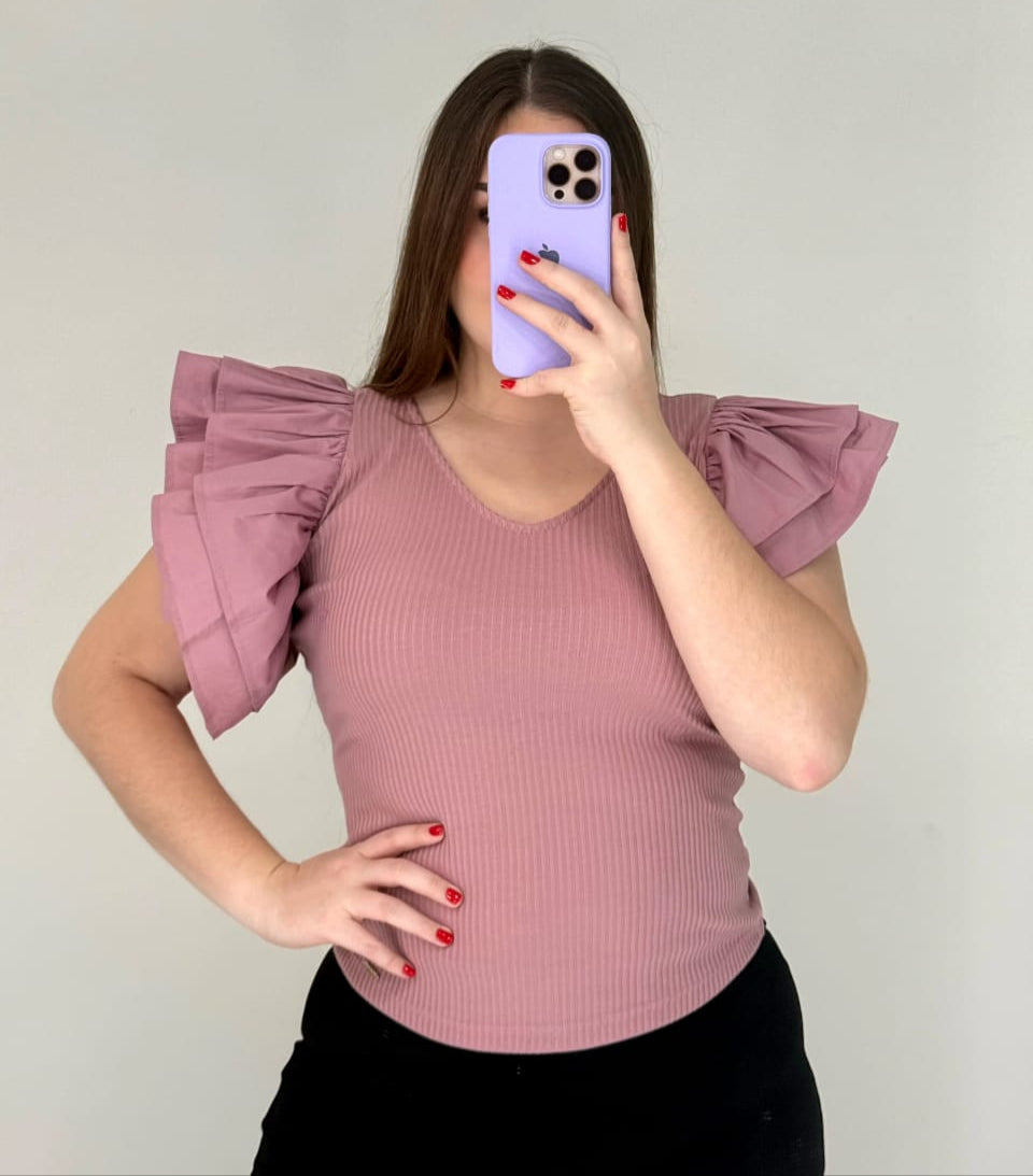Blusa Cuello V Manga Boleros