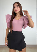 Blusa Cuello V Manga Boleros