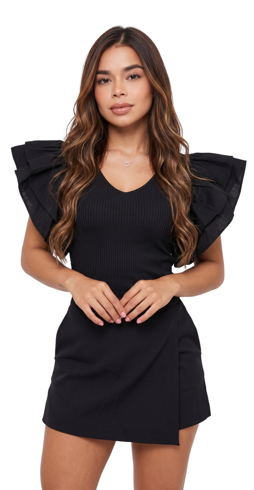Blusa Cuello V Manga Boleros
