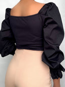 Blusa Strapless Manga Larga