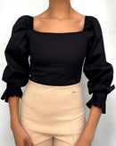 Blusa Strapless Manga Larga