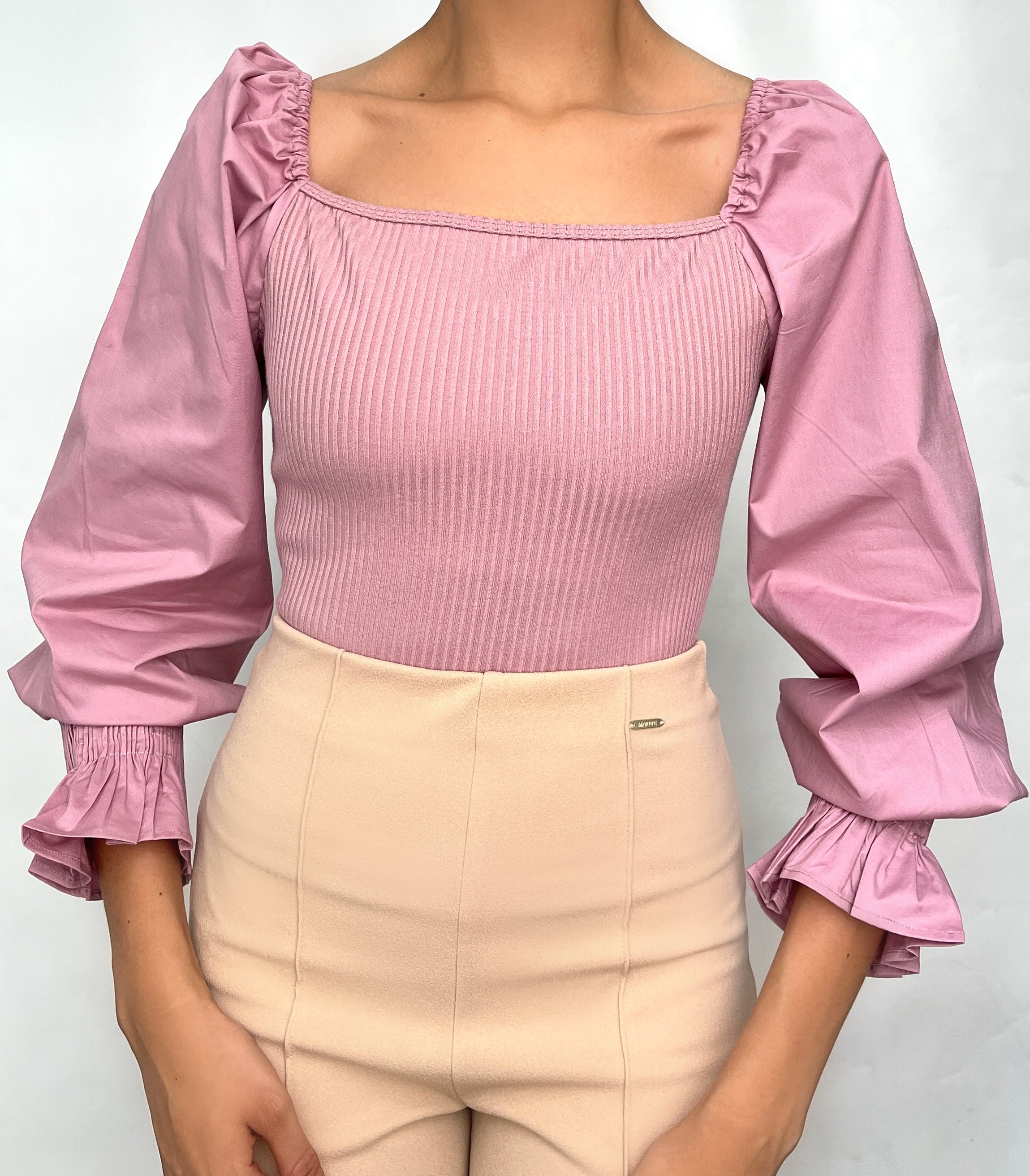 Blusa Strapless Manga Larga