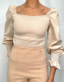 Blusa Strapless Manga Larga