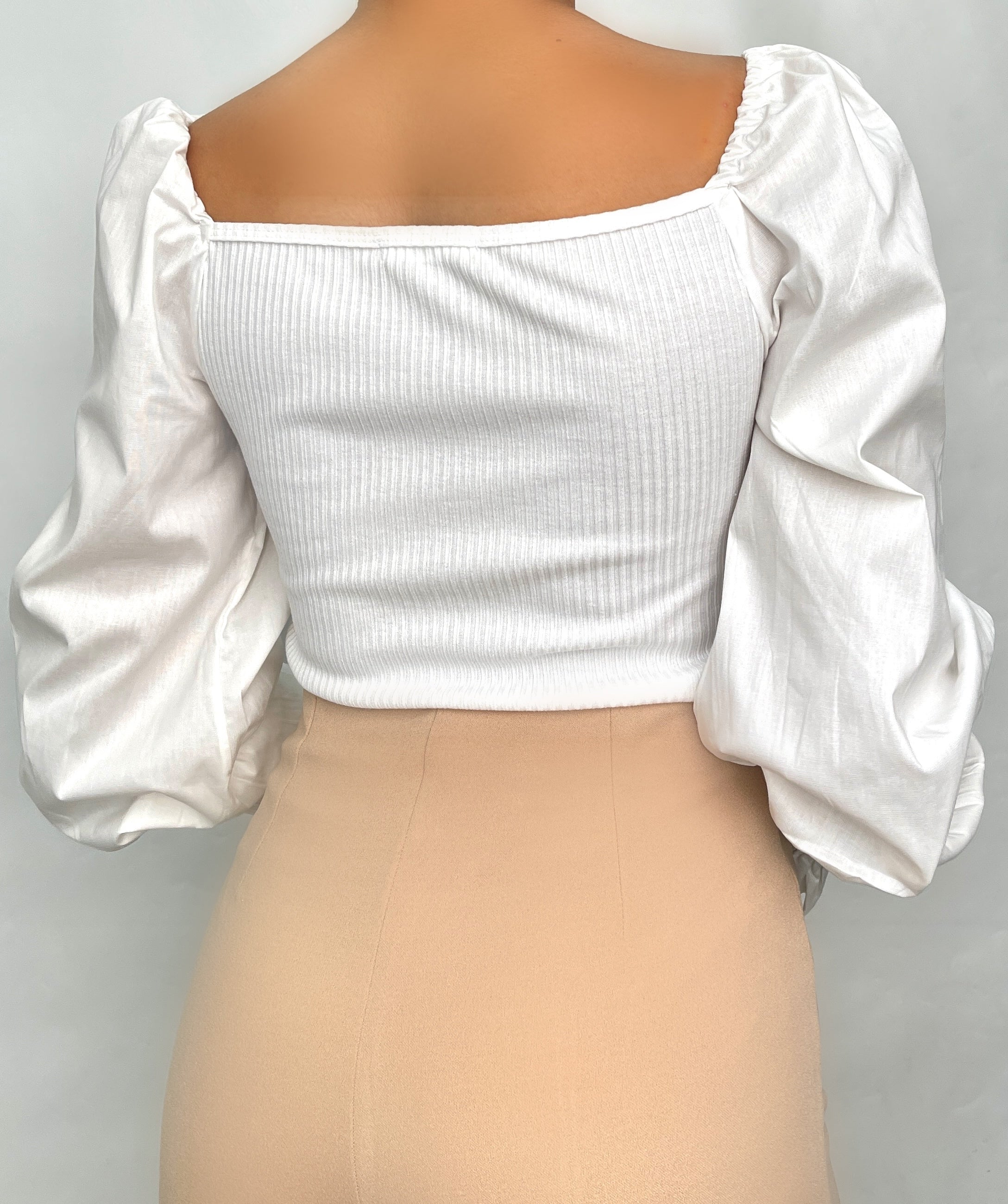Blusa Strapless Manga Larga