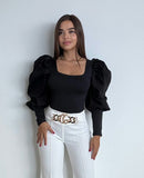 Blusa Larga Manga Larga Englobada