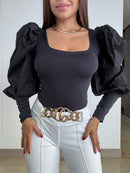 Blusa Larga Manga Larga Englobada