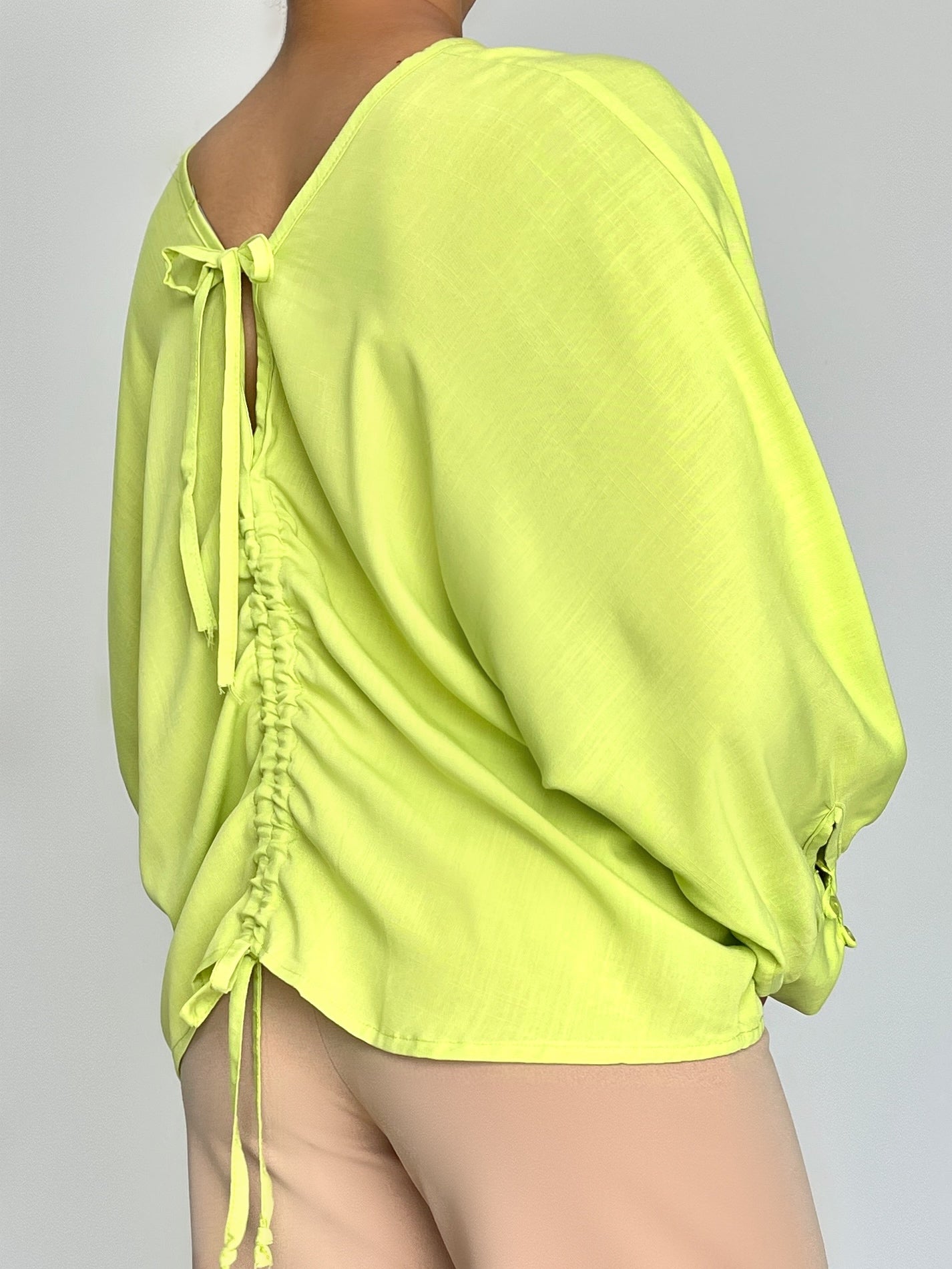 Blusa Murcielago Manga Larga Tira Amarra