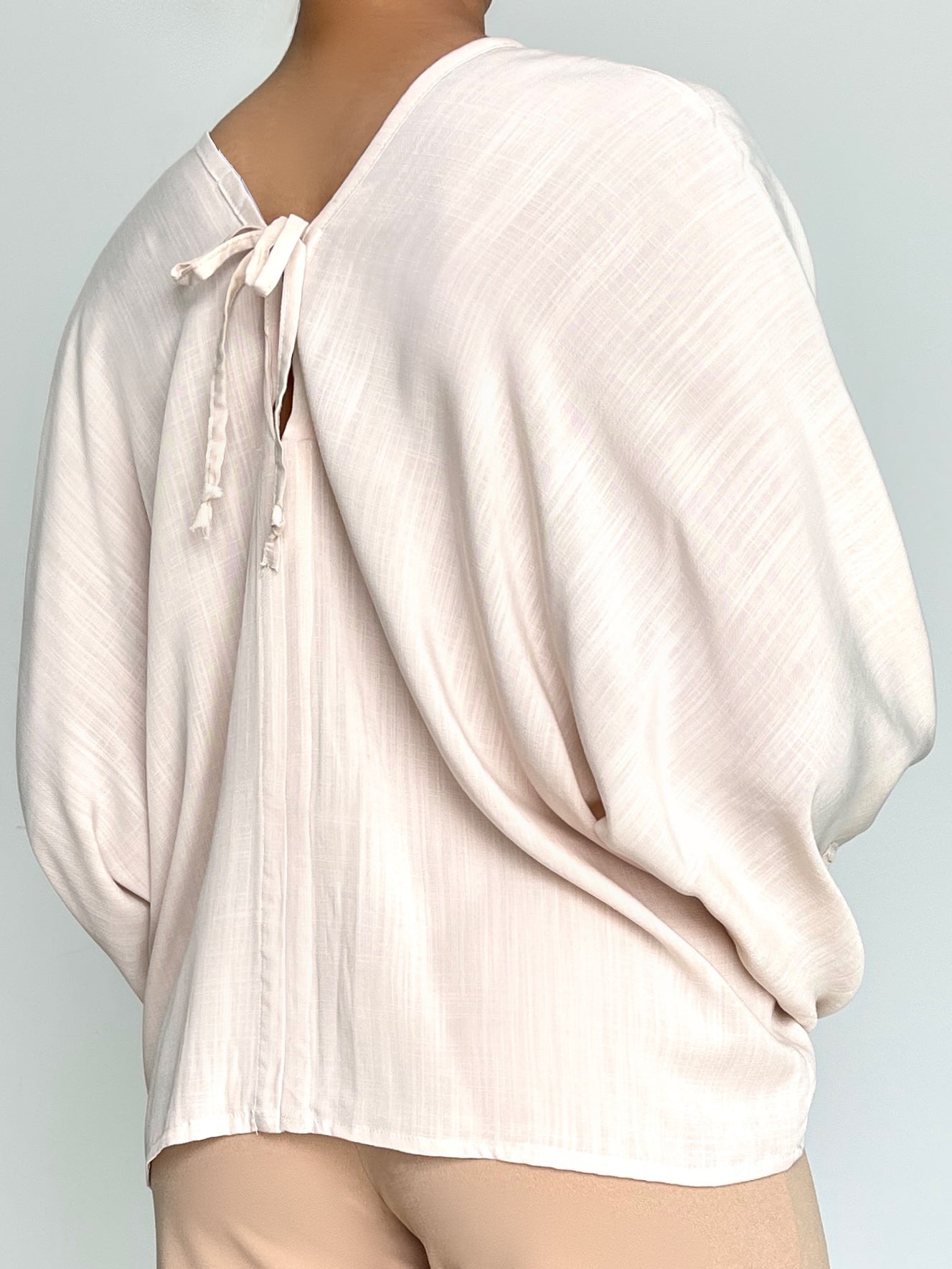 Blusa Murcielago Manga Larga Tira Amarra