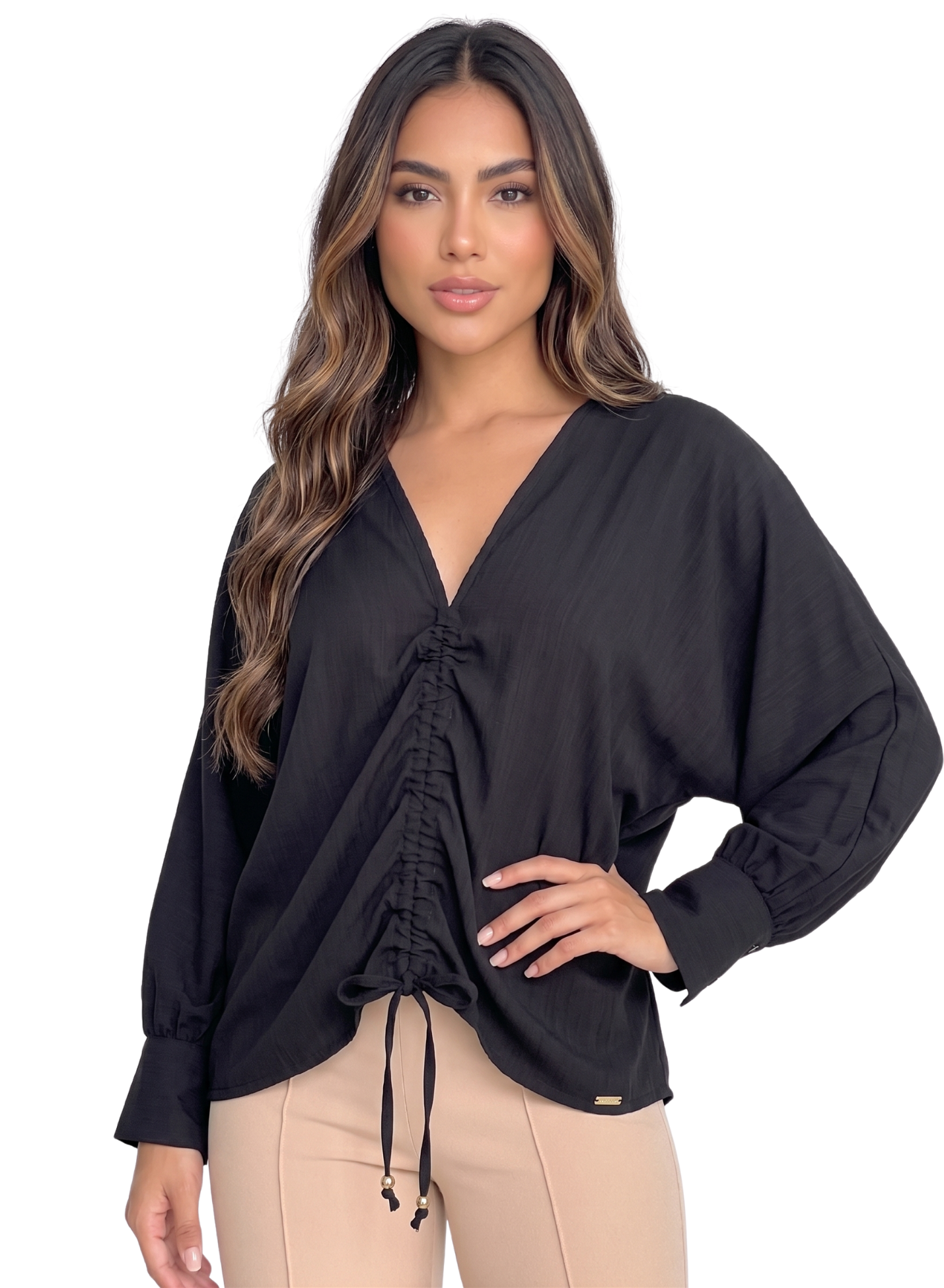 Blusa Murcielago Manga Larga Tira Amarra