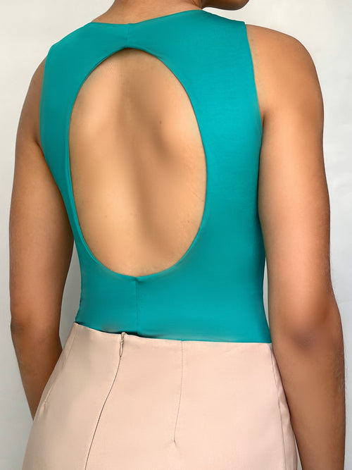 Body Manga Corta Abertura Espalda Redond