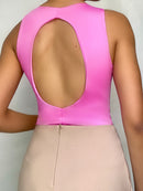 Body Manga Corta Abertura Espalda Redond