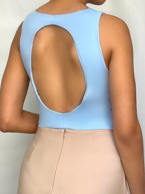 Body Manga Corta Abertura Espalda Redond