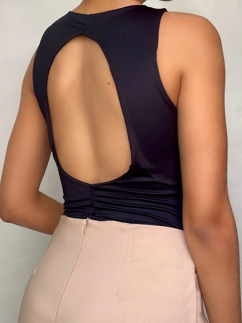 Body Manga Corta Abertura Espalda Redond