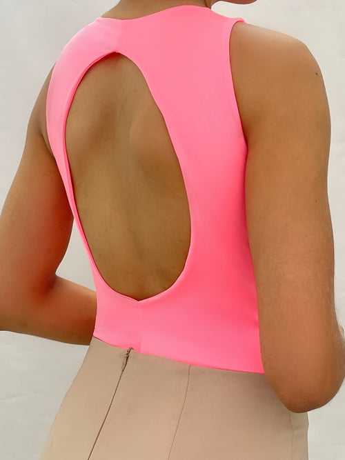 Body Manga Corta Abertura Espalda Redond